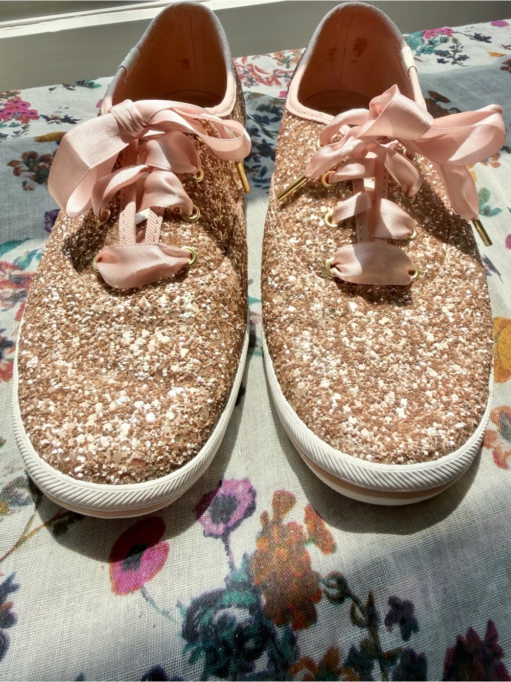 Kate Spade Keds Rose Gold Glitter Sneakers - Picture 5 of 10
